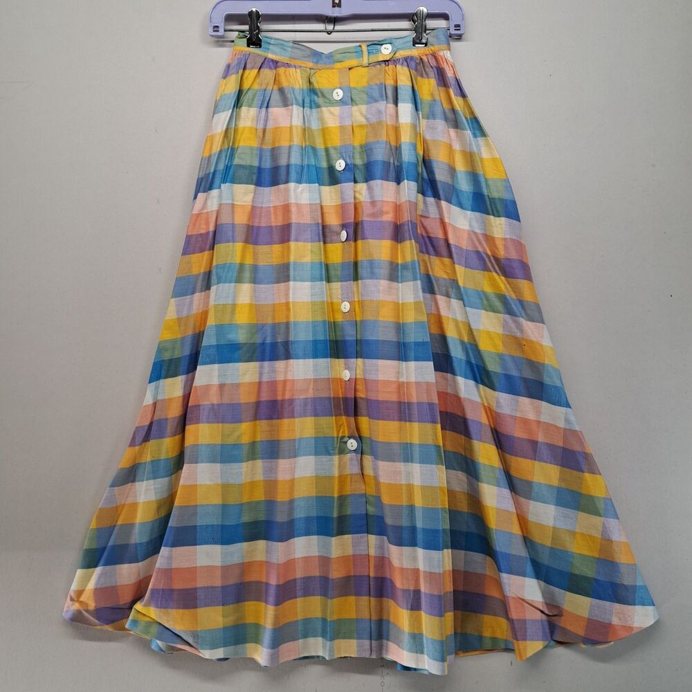 Vintage Long Skirt Lot of 7 Plaid Solid Size 2 XS / S 70s 80s Blake Russ Togs - Picture 2 of 16